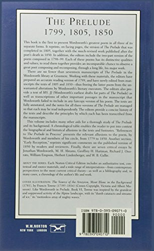 The Prelude: 1799, 1805, 1850 (First Edition) (Norton Critical Editions),Used