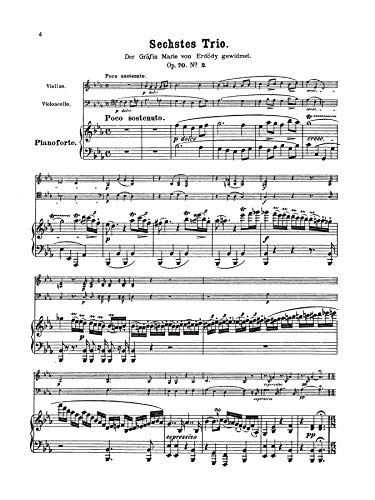 Piano Trio No. 6  Op. 70, No. 2: Eflat Major (Kalmus Edition),New