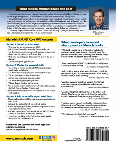Murach'S Asp.Net Core Mvc: Training & Reference,Used