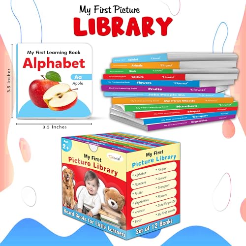 Picture Book Collections For Early Learning (Red Edition) : Kids Learning Board Book, My First Library Early Learning Book For Children, KidS Board Book Collection Of 12 Books