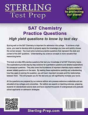 Sterling Test Prep SAT Chemistry Practice Questions: High Yield SAT Chemistry Questions with Detailed Explanations,Used