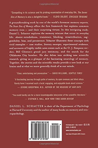 The Seven Sins Of Memory: How The Mind Forgets And Remembers-used