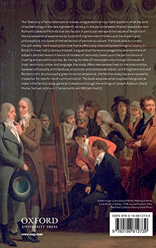 The Testimony of Sense: Empiricism and the Essay from Hume to Hazlitt,Used
