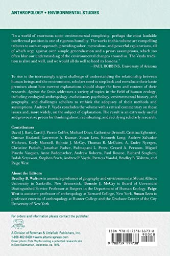 Against the Grain: The Vayda Tradition in Human Ecology and Ecological Anthropology,Used