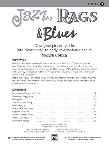 Jazz, Rags & Blues Book 1(Alfred's Basic Piano Library),Used