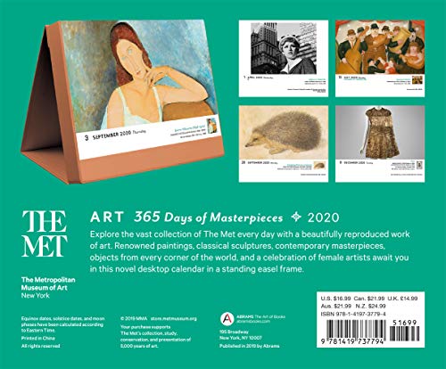 Art: 365 Days of Masterpieces 2020 Desk Calendar,Used
