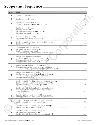 EvanMoor Building Spelling Skills, Grade 2  Homeschooling & Classroom Resource Workbook, Reproducible Worksheets, Teaching Edi,New