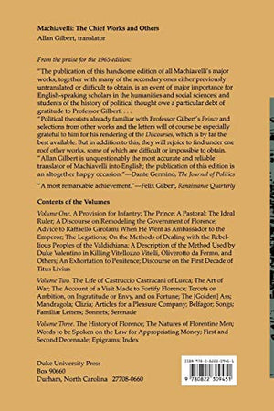 Machiavelli : The Chief Works And Others, Vol. 1,Used