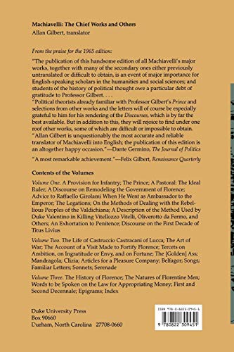 Machiavelli : The Chief Works And Others, Vol. 1,Used