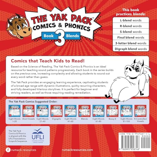 The Yak Pack: Comics & Phonics: Book 3: Learn to read decodable blend words (The Yak Pack Comics Complete Series),Used