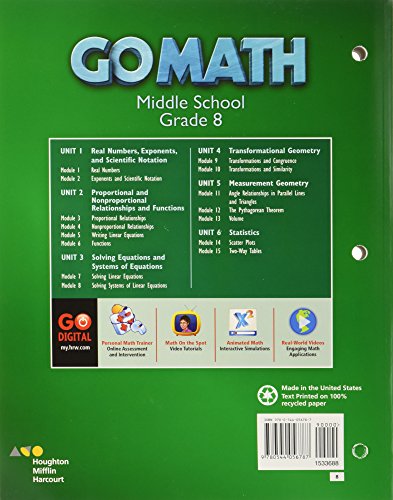 Student Interactive Worktext Grade 8 2014 (Go Math!),Used