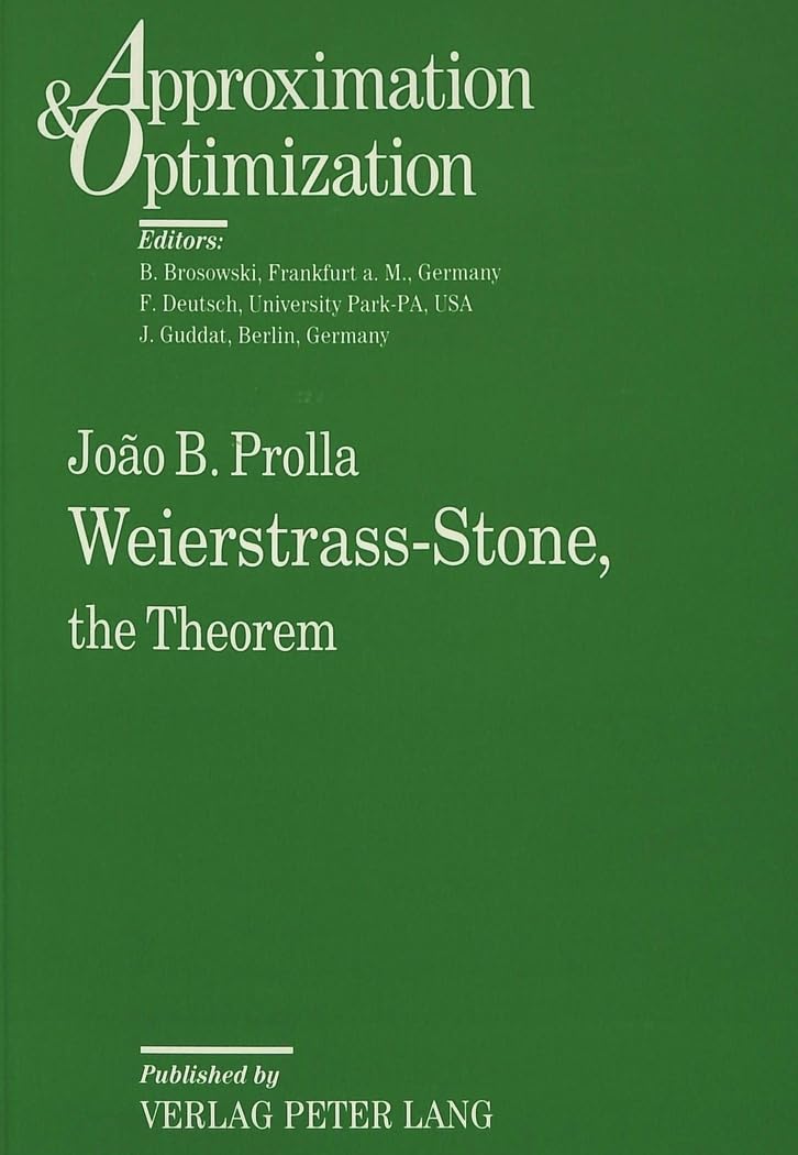 WeierstrassStone,: The Theorem (Approximation and Optimization),Used