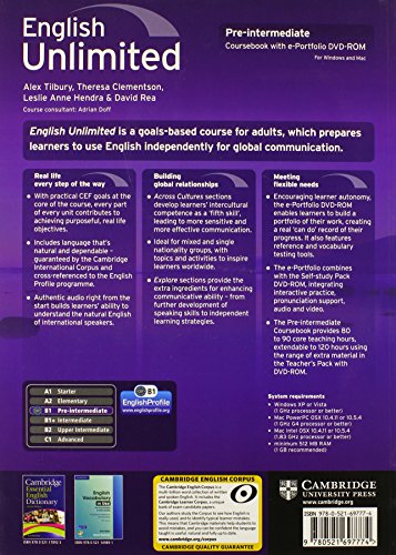 English Unlimited Preintermediate Coursebook with ePortfolio,Used