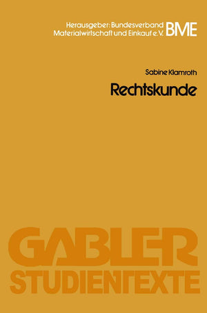 Rechtskunde (GablerStudientexte) (German Edition),Used
