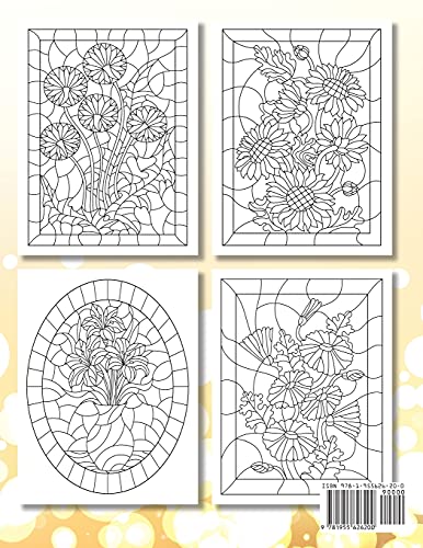 Brilliant Stained Glass: Stained Glass Flowers Coloring Book,Used