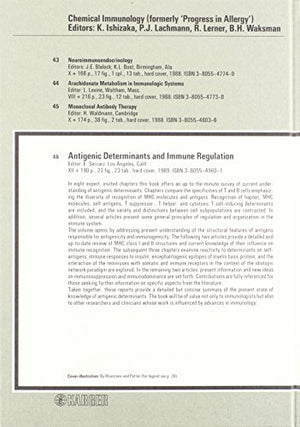 Antigenic Determinants and Immune Regulation (Chemical Immunology),Used