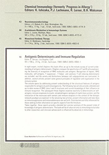 Antigenic Determinants and Immune Regulation (Chemical Immunology),Used