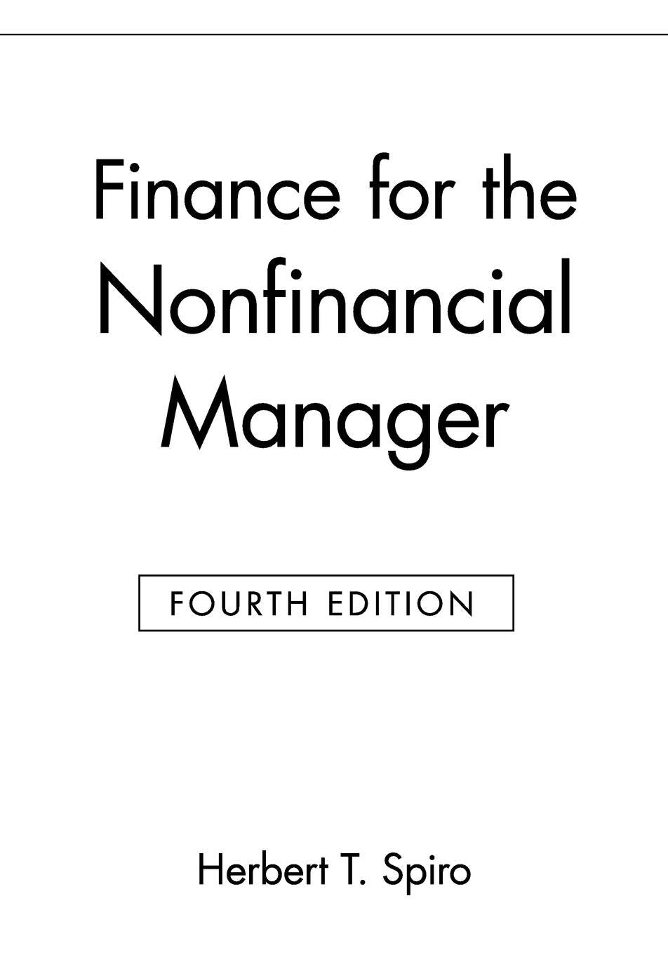 Finance for the Nonfinancial Manager,New