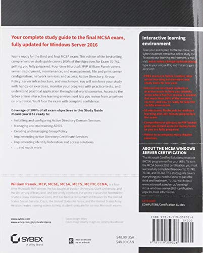 MCSA Windows Server 2016 Study Guide: Exam 70742,Used