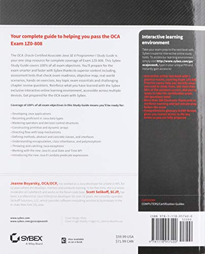 OCA: Oracle Certified Associate Java SE 8 Programmer I Study Guide: Exam 1Z0808 (Sybex Study Guide),Used