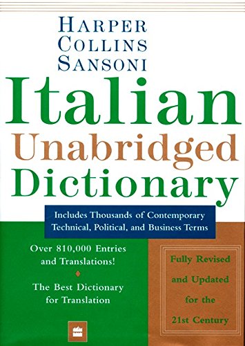 Harper Collins Sansoni Italian Unabridged Dictionary,Used