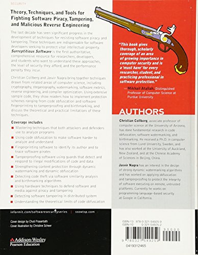 Surreptitious Software: Obfuscation, Watermarking, and Tamperproofing for Software Protection: Obfuscation, Watermarking, and Ta,Used