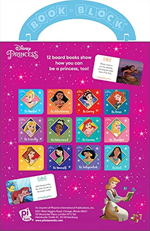 Disney Princess  I Can Be Princess My First Library Board Book Block 12Book Set Teaches Positive Traits Like Caring, Friendlin