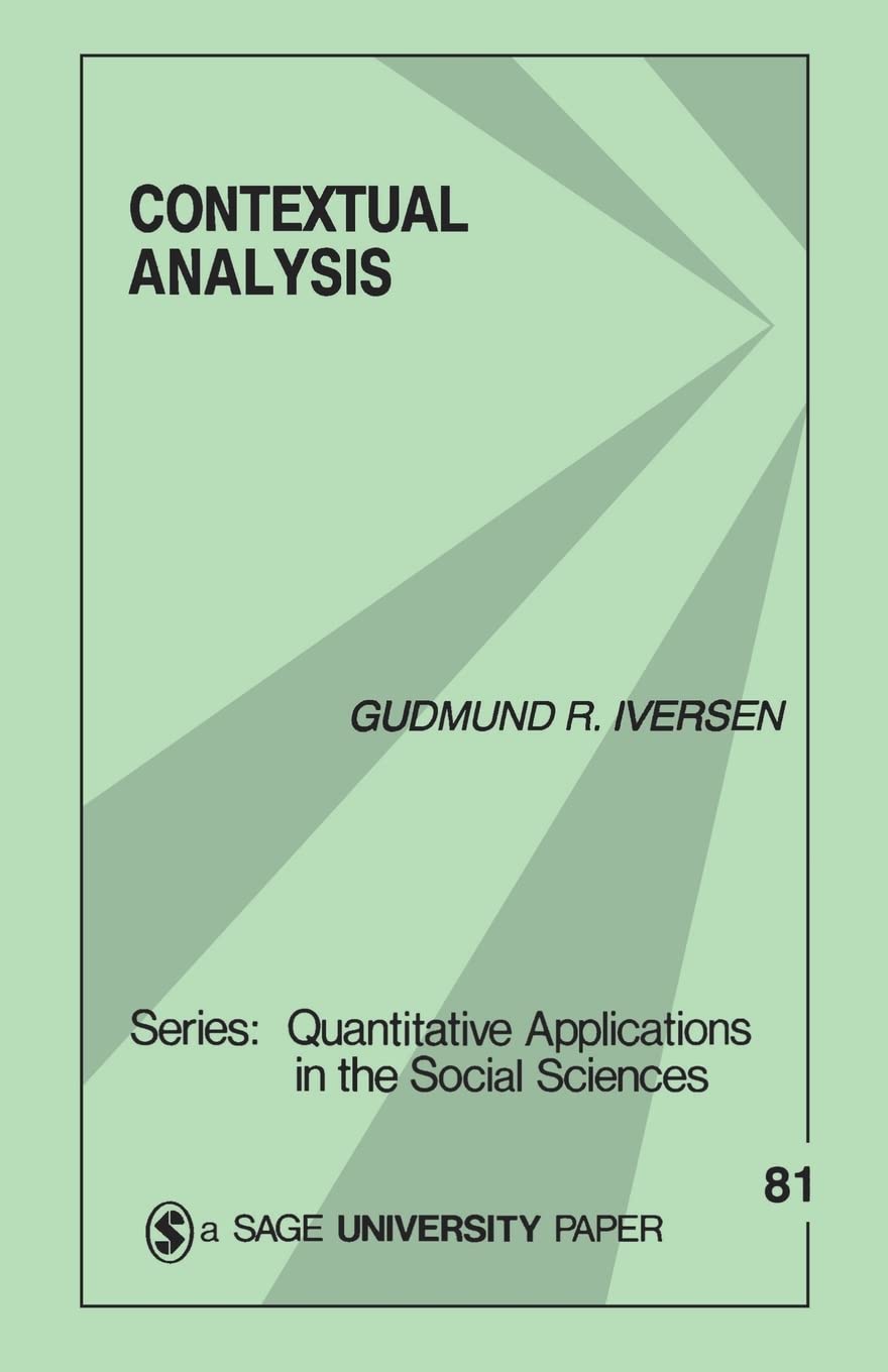 Contextual Analysis (Quantitative Applications In The Social Sciences),Used