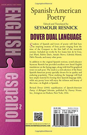 SpanishAmerican Poetry (DualLanguage): Poesia HispanoAmericana (Dover Dual Language Spanish),Used