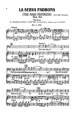 La Serva Padrona / The Maid Mistress: An Intermezzo in Two Acts (Kalmus Edition),Used