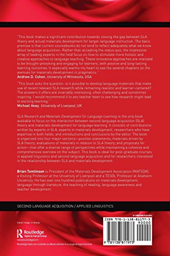 SLA Research and Materials Development for Language Learning (Second Language Acquisition Research Series),Used