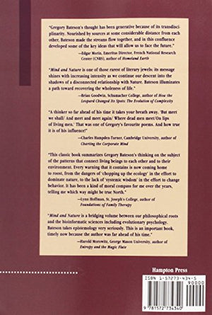 Mind And Nature: A Necessary Unity (Advances In Systems Theory, Complexity, And The Human Sciences)