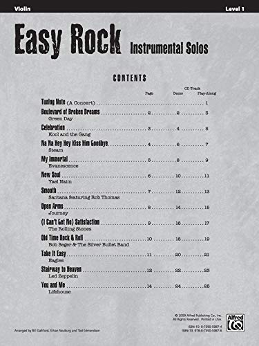 Easy Rock Instrumental Solos For Strings, Level 1: Violin, Book & Online Audio/Software (Easy Instrumental Solos Series)