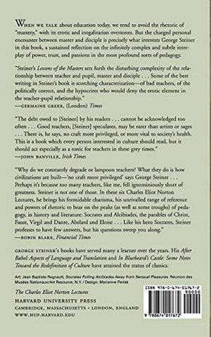 Lessons of the Masters (The Charles Eliot Norton Lectures),Used