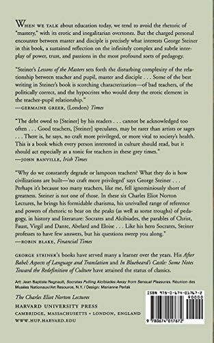 Lessons of the Masters (The Charles Eliot Norton Lectures),Used