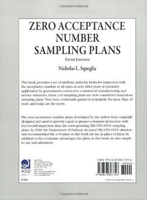 Zero Acceptance Number Sampling Plans, Fifth Edition,Used
