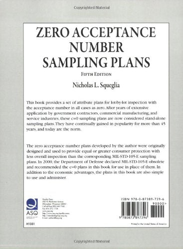 Zero Acceptance Number Sampling Plans, Fifth Edition,Used