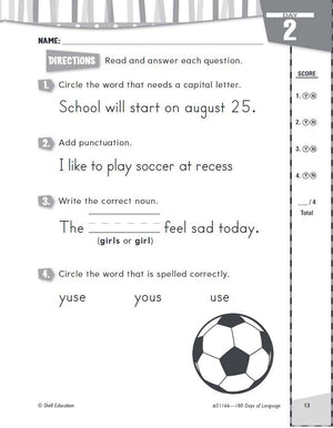 Shell Education 180 Days of Language for First Grade (180 Days of Practice),Used