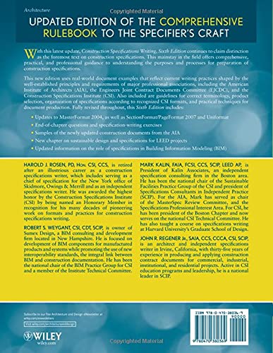 Construction Specifications Writing: Principles and Procedures,Used