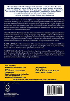 American Constitutional Law, Volume Ii: The Bill Of Rights And Subsequent Amendments,New