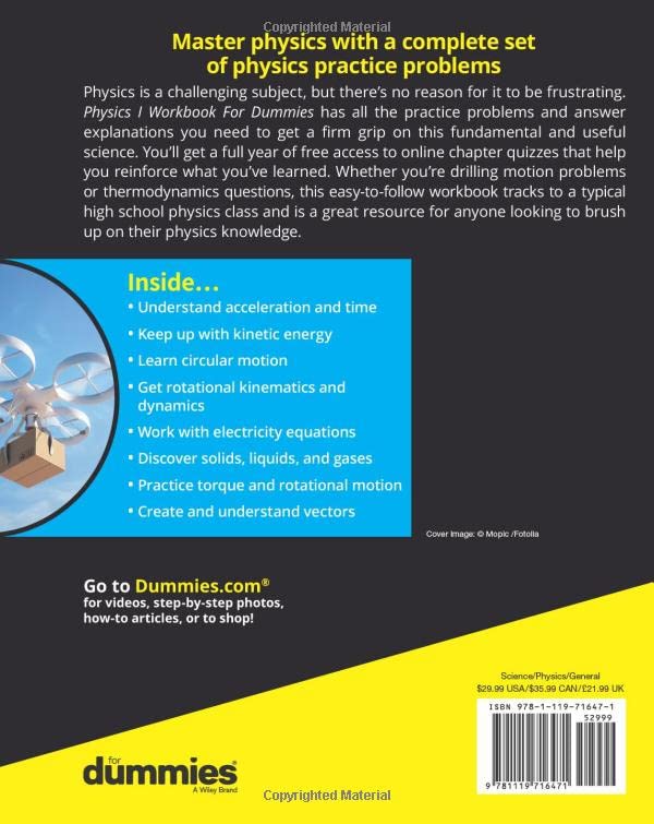 Physics I Workbook For Dummies with Online Practice,Used
