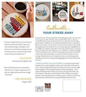 Mindful Embroidery: Stitch Your Way to Relaxation with Charming European Street Scenes,Used