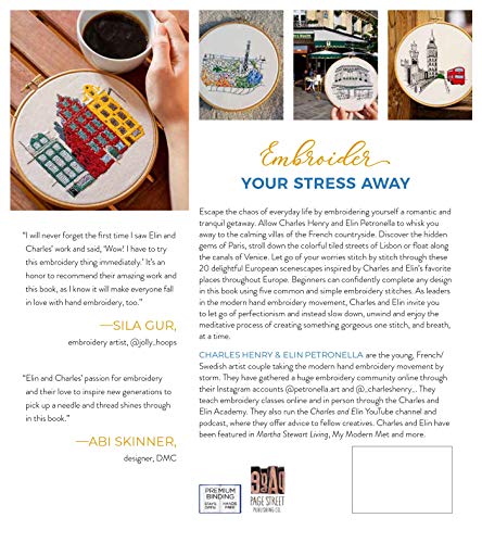 Mindful Embroidery: Stitch Your Way to Relaxation with Charming European Street Scenes,Used