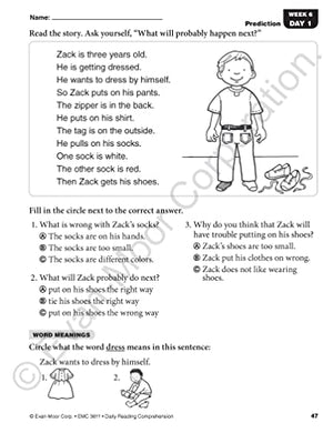 EvanMoor Daily Reading Comprehension, Grade 1  Homeschooling & Classroom Resource Workbook, Reproducible Worksheets, Teaching ,Used