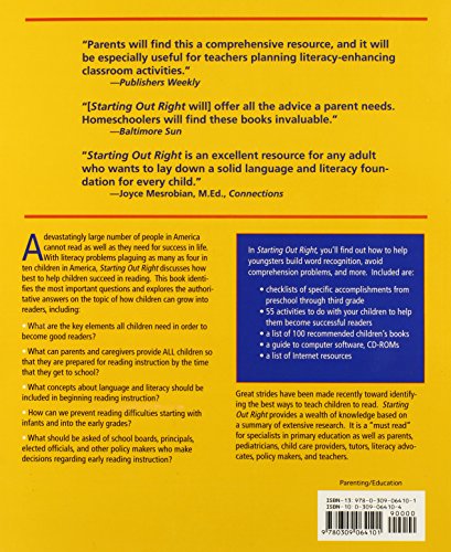 Starting Out Right: A Guide to Promoting Children's Reading Success,Used