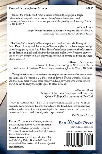 Free and Equal: Emancipating France's Jews, 17891791,Used