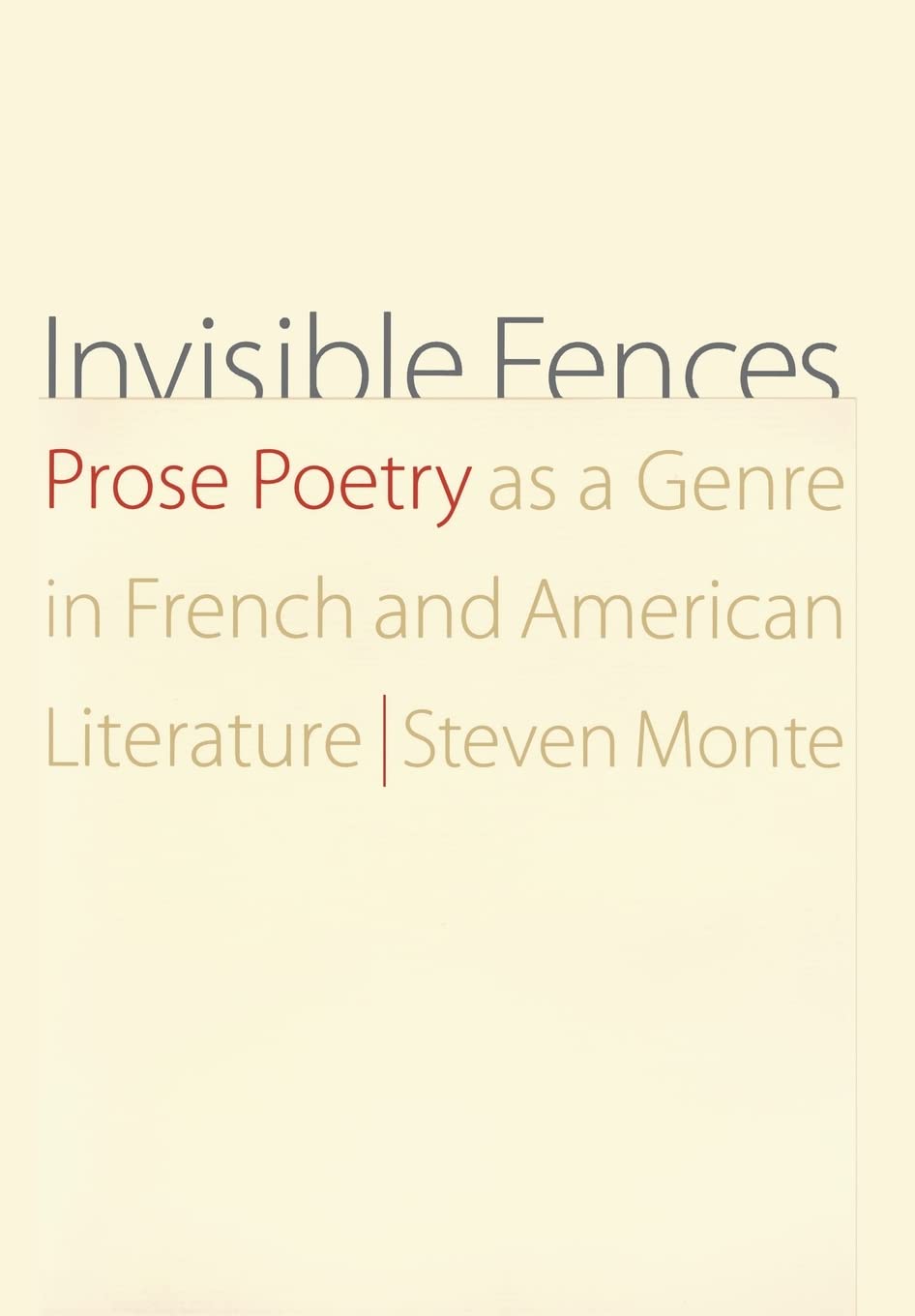 Invisible Fences: Prose Poetry As A Genre In French And American Literature,Used