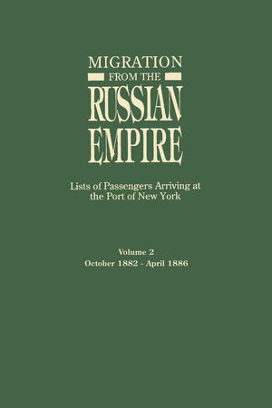 Migration From The Russian Empire, Lists Of Passengers Arriving At The Port Of New York : October 1882April 1886,Used