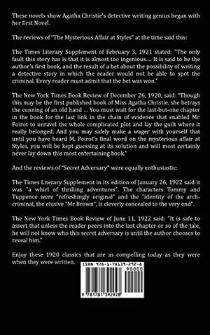 Agatha Christie  Early Novels, the Mysterious Affair at Styles and Secret Adversary,Used