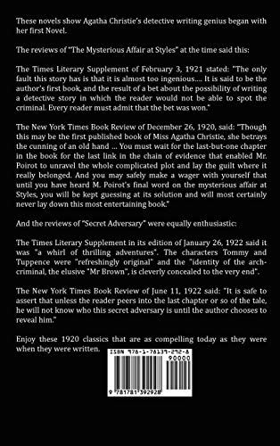 Agatha Christie  Early Novels, the Mysterious Affair at Styles and Secret Adversary,Used